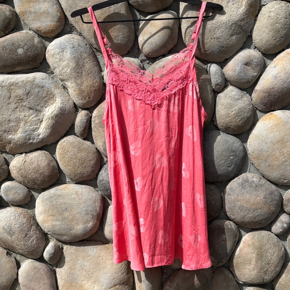 TORRID Coral Heart Print Lace Detail Top